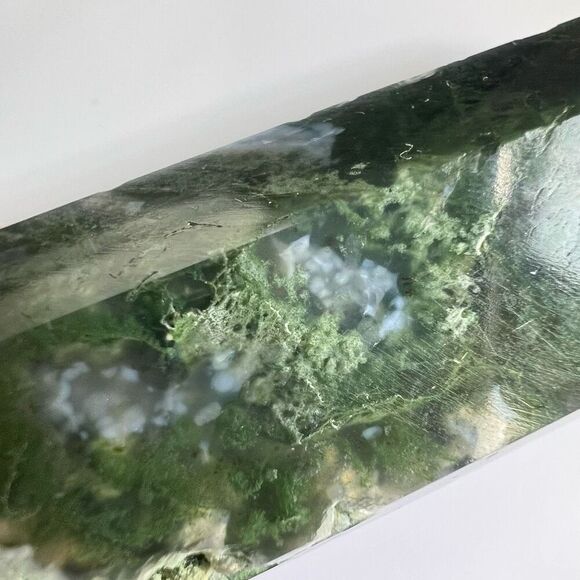 Moss Agate Crystal‎ Double Terminated Point (#10) - Picture 3 of 11